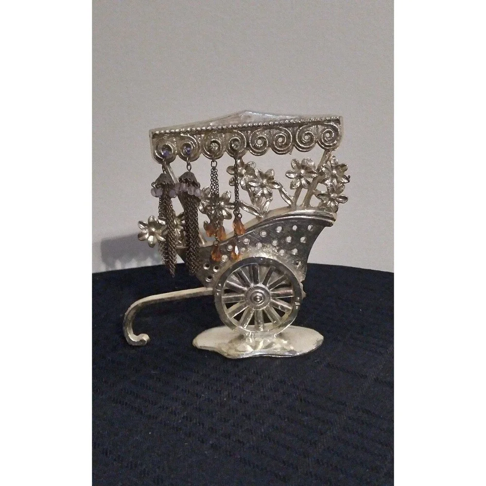 Vintage Cart Of Flowers Earring Holder